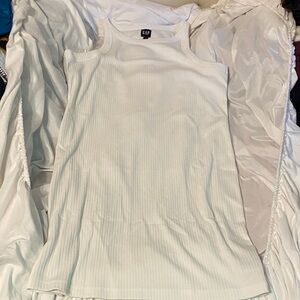 GAP Women's White Ribbed Tank Dress